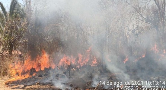 Aeronave e helicóptero são usados para tentar apagar incêndio no Morro de Santo Antônio (MT)
