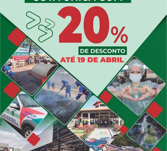 VG OFERTA DESCONTO INÉDITO DE ATÉ 20% AOS CONTRIBUINTES QUE OPTAREM PELA COTA ÚNICA