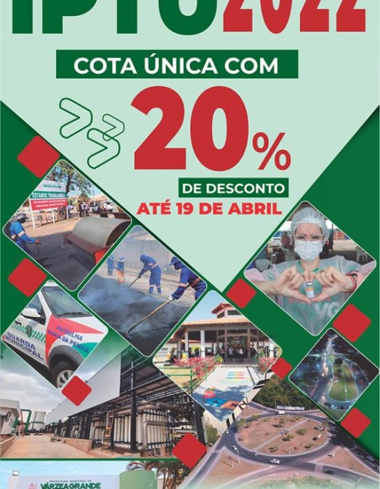 VG OFERTA DESCONTO INÉDITO DE ATÉ 20% AOS CONTRIBUINTES QUE OPTAREM PELA COTA ÚNICA