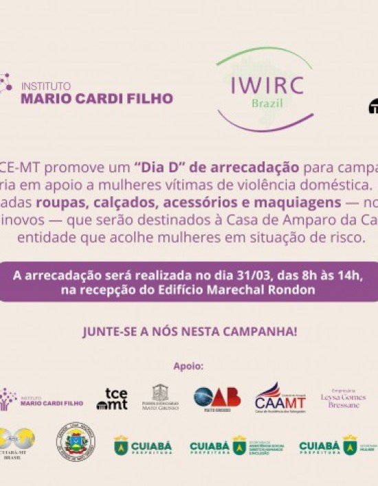 TCE-MT adere à campanha solidária em apoio a mulheres vítimas de violência doméstica