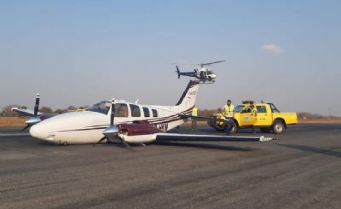 Avião faz pouso de emergência de barriga em Várzea Grande aeroporto marechal Rondon Cuiabá