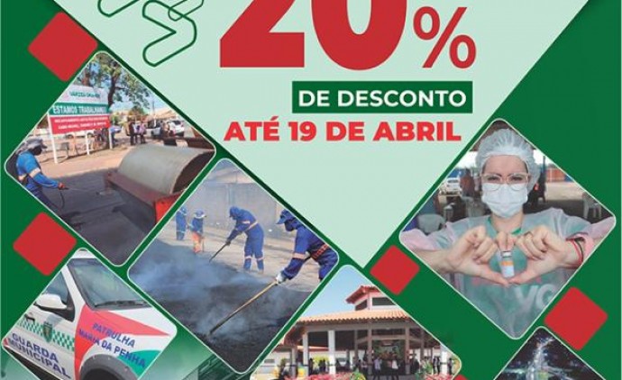 VG OFERTA DESCONTO INÉDITO DE ATÉ 20% AOS CONTRIBUINTES QUE OPTAREM PELA COTA ÚNICA