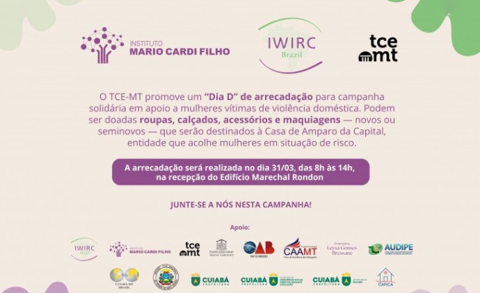TCE-MT adere à campanha solidária em apoio a mulheres vítimas de violência doméstica