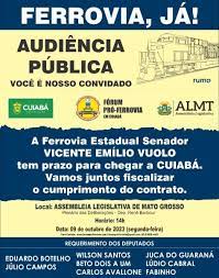 Fórum Pró-Ferrovia realiza audiência pública dia 09 de outubro, na Assembleia Legislativa