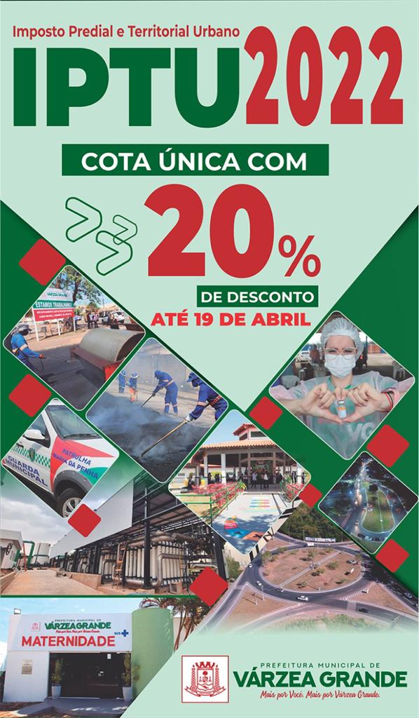 VG OFERTA DESCONTO INÉDITO DE ATÉ 20% AOS CONTRIBUINTES QUE OPTAREM PELA COTA ÚNICA